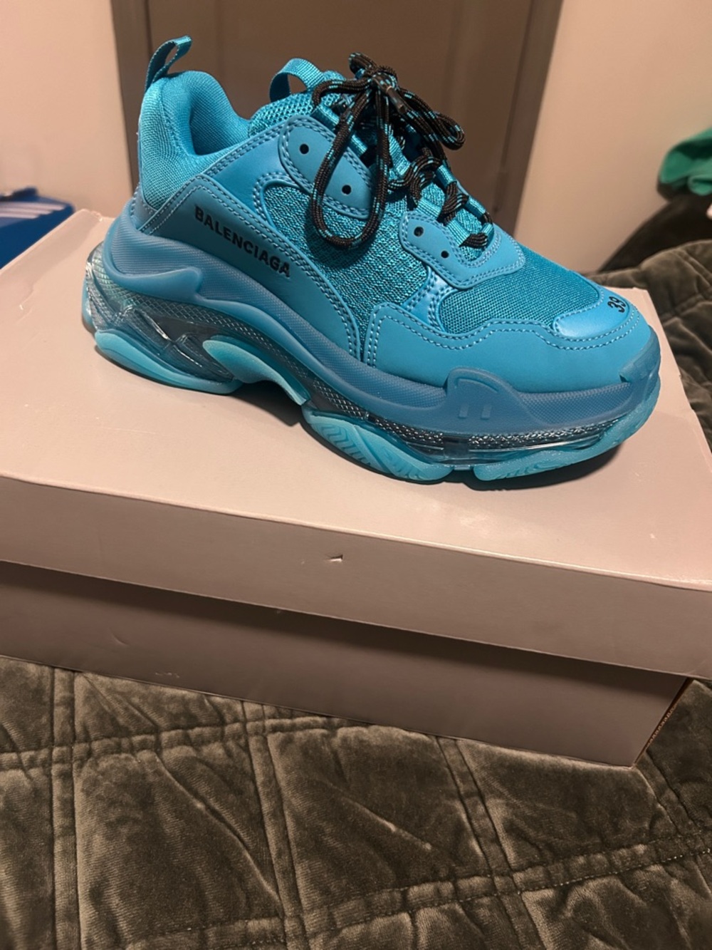 Balenciaga Triple S Trainer in Turquoise Blue